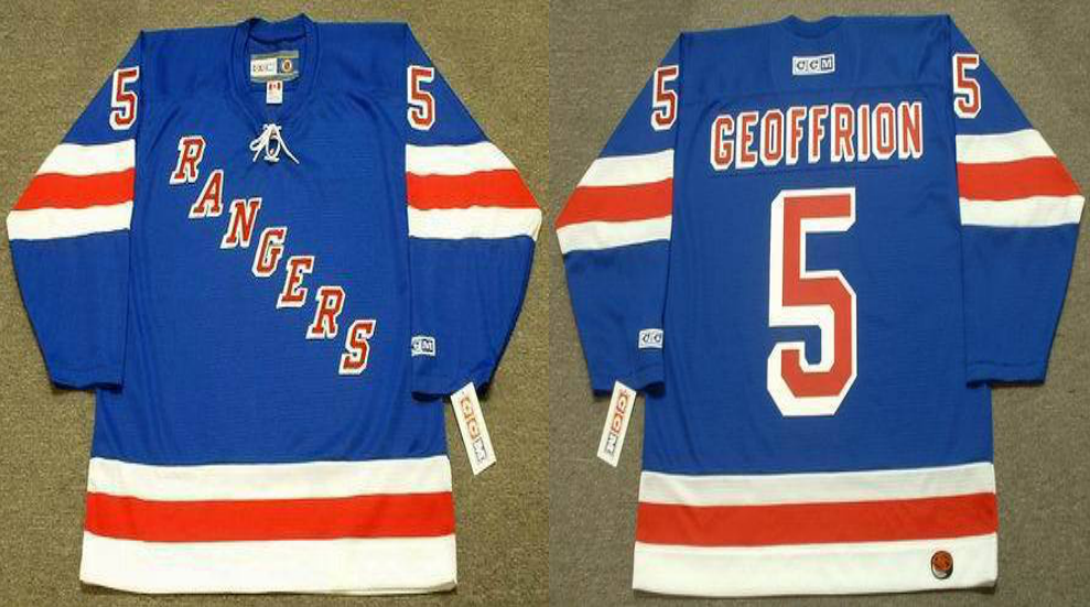 2019 Men New York Rangers 5 Geoffrion blue CCM NHL jerseys